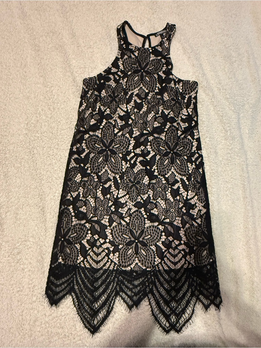 Express Black Floral Lace Mini Dress